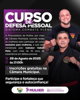Câmara Municipal promove curso gratuito de defesa pessoal exclusivo para mulheres